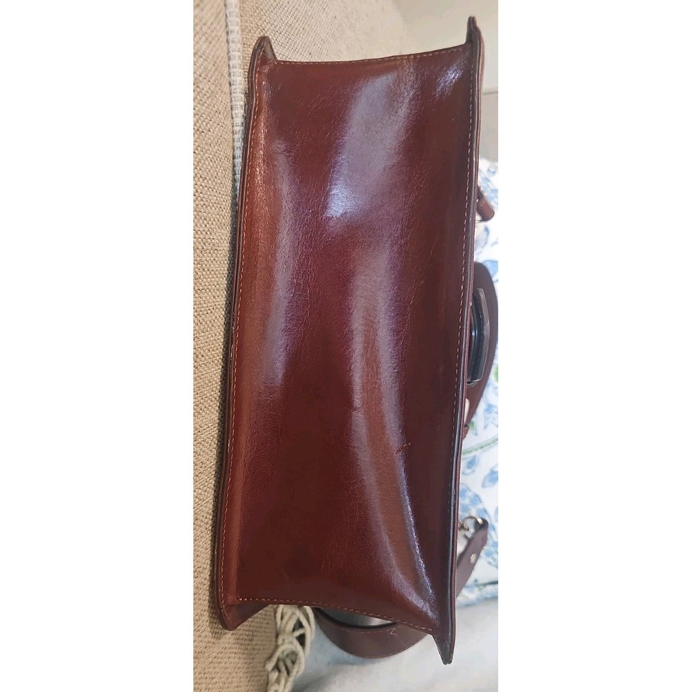 Brahmin Francine Satchel Handbag Purse Brown Leather Buckle Shoulder Strap - Picture 4 of 14